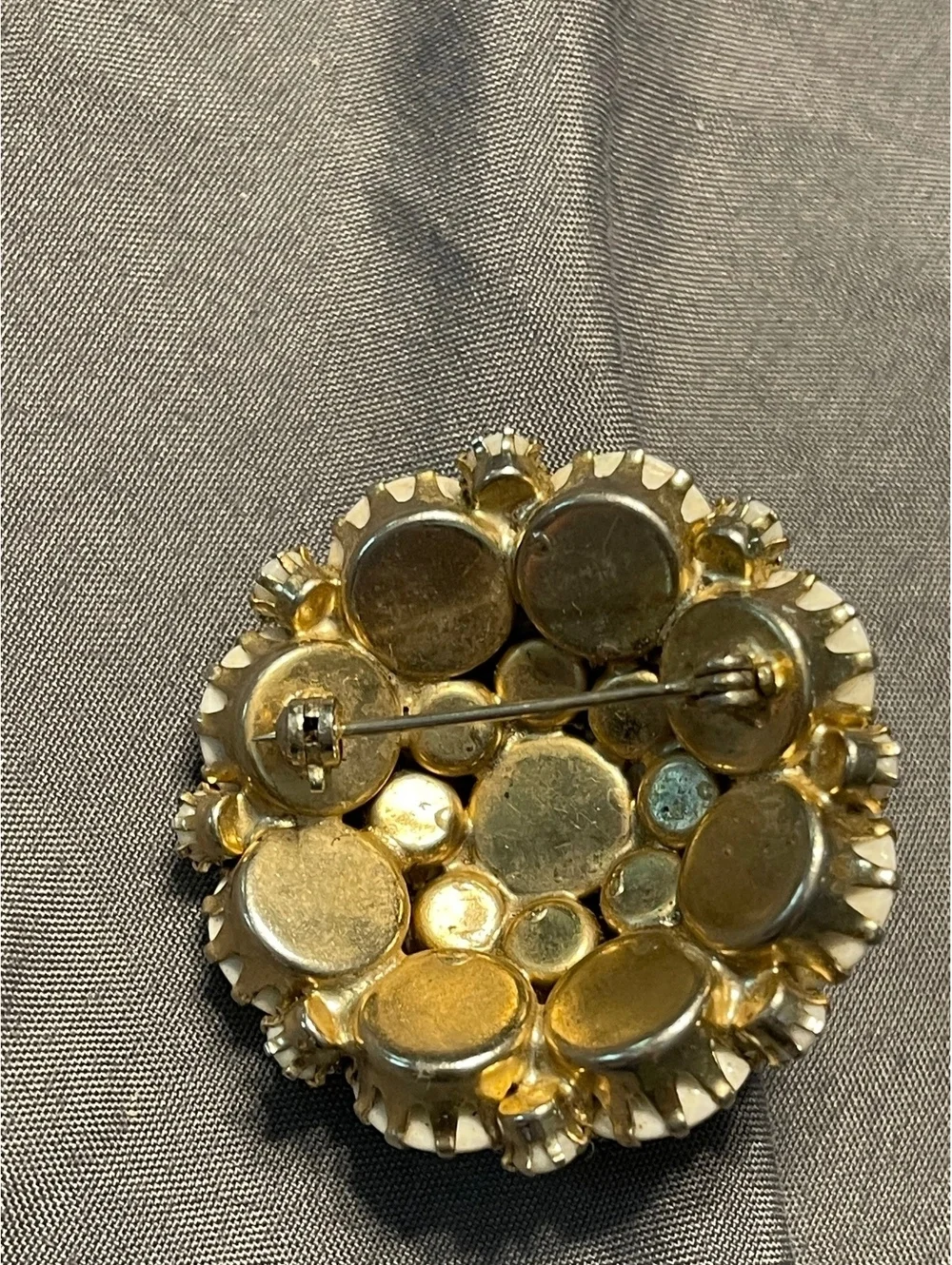 Vintage Clustered White Dome Milk Glass Brooch Pin